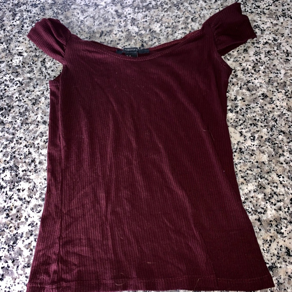 Maroon cut shoulder top